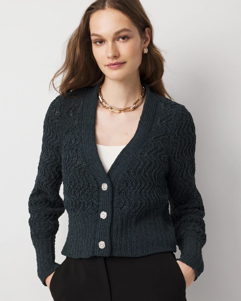 Metallic Chenille Cardigan | White House Black Market